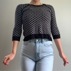 Philosophy cropped black/white checked sweater